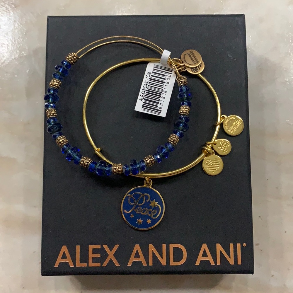 Alex and Ani Holiday Peace Set of 2 Charm Bracelet